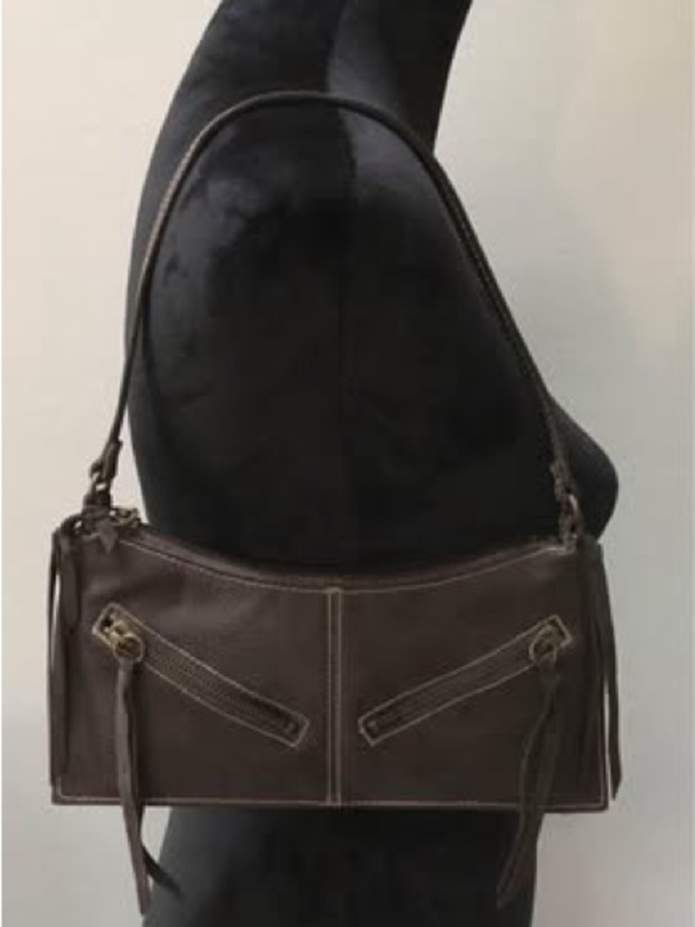 Steve Madden Vintage “moto grunge” Dark Brown Leather Shoulder Bag